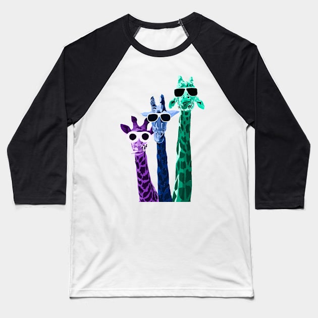 Giraffe trio digital illustration Baseball T-Shirt by Quirkypieces